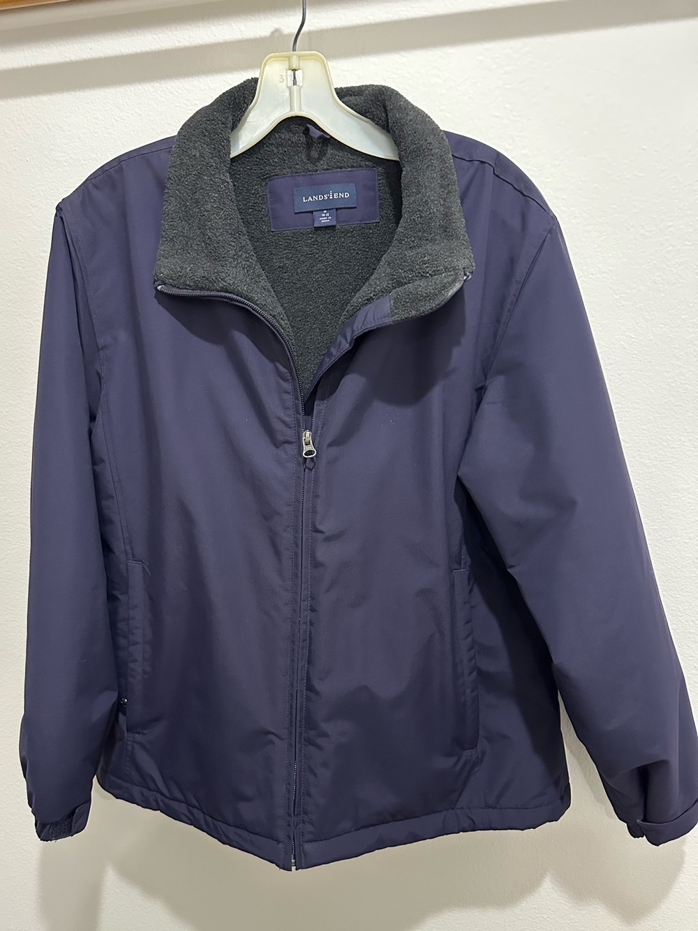 Womens size M (10-12) Lands End, navy fleece  lined jacket, ex condition